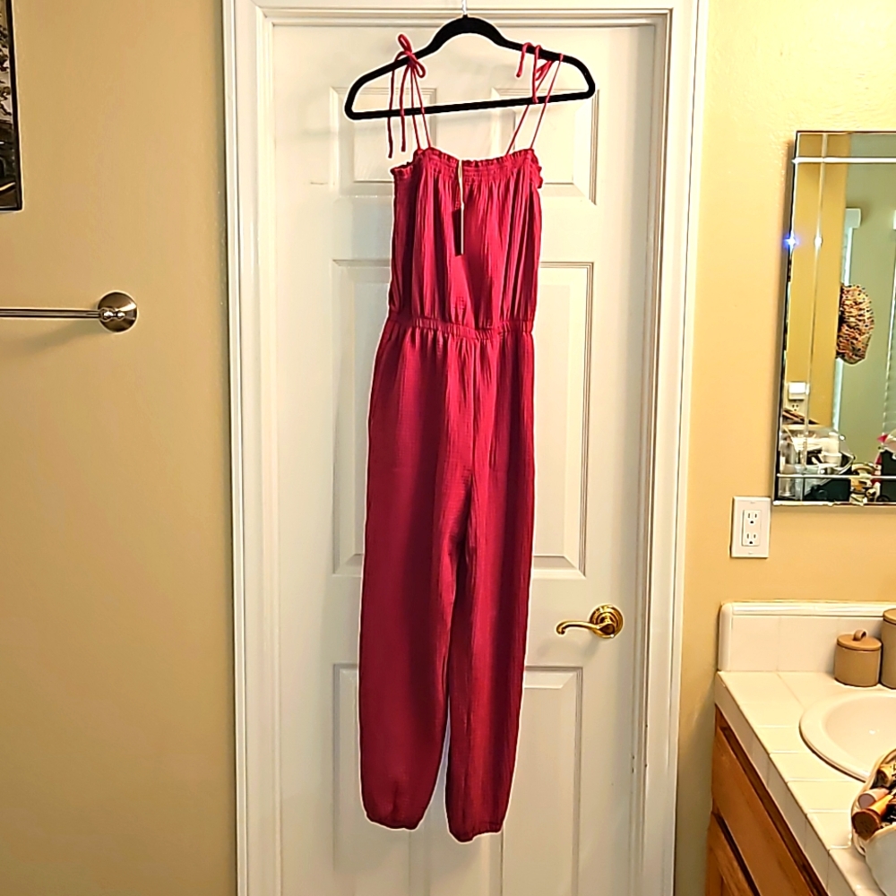 Z Supply pink Sleeveless Jumpsuit with Tie Straps
